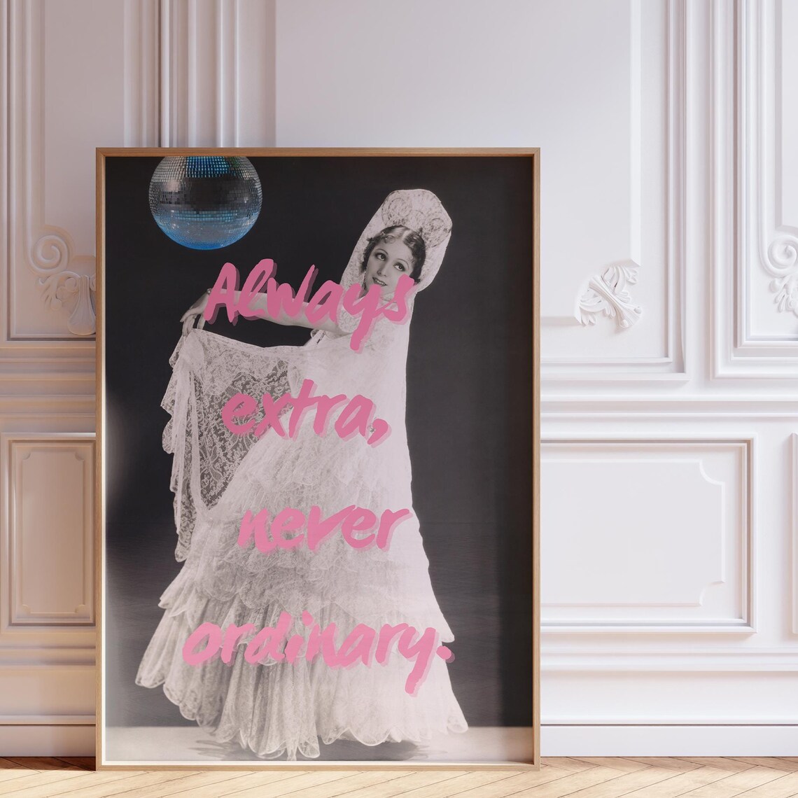 Home Retro Bubble Letters Blue on Pink Wall Decor Art Poster