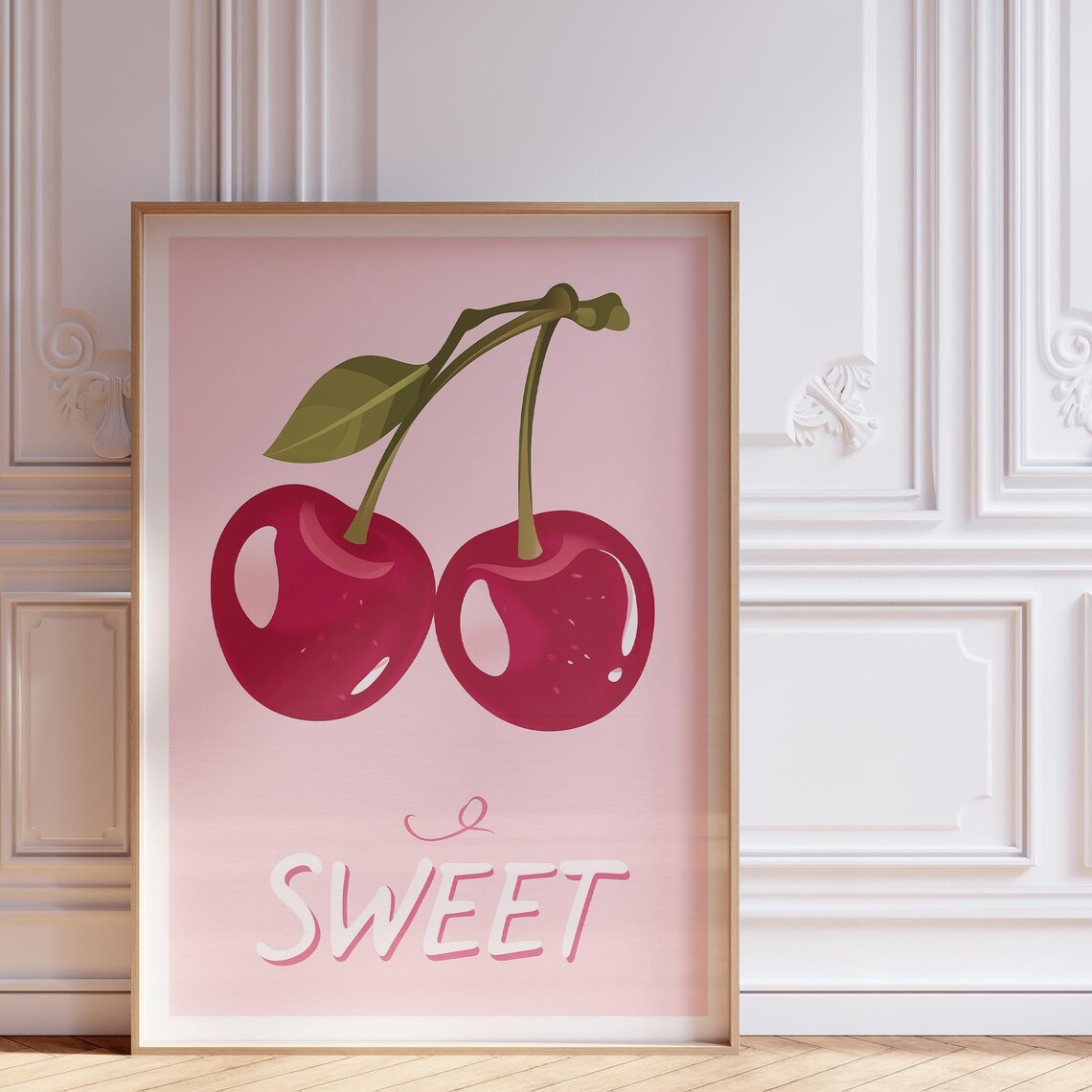 Cherry Danish Pastel Art Print, Coquette Room Decor