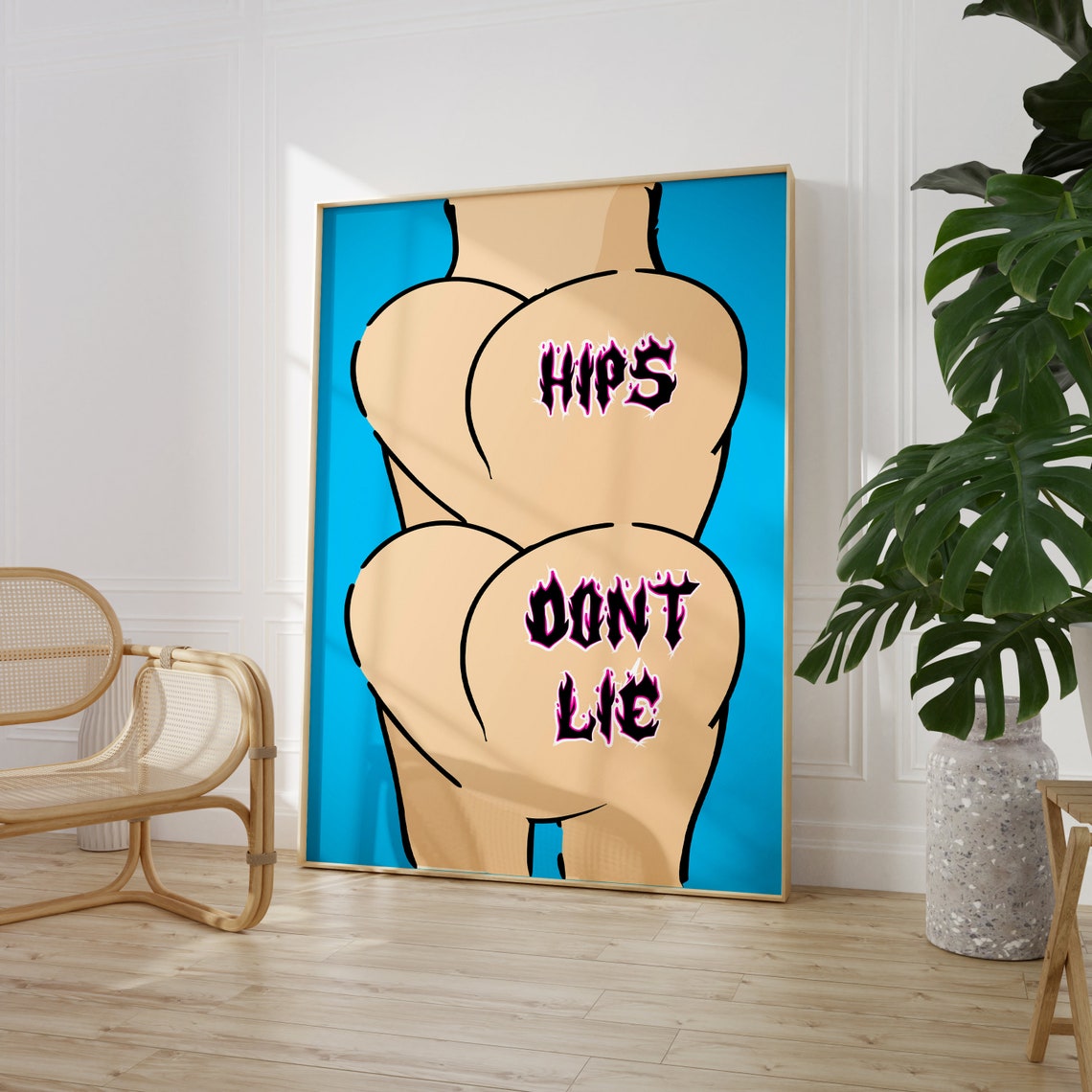 Hips Dont Lie Pop Art Cheeky Funny Bathroom Typography Poster