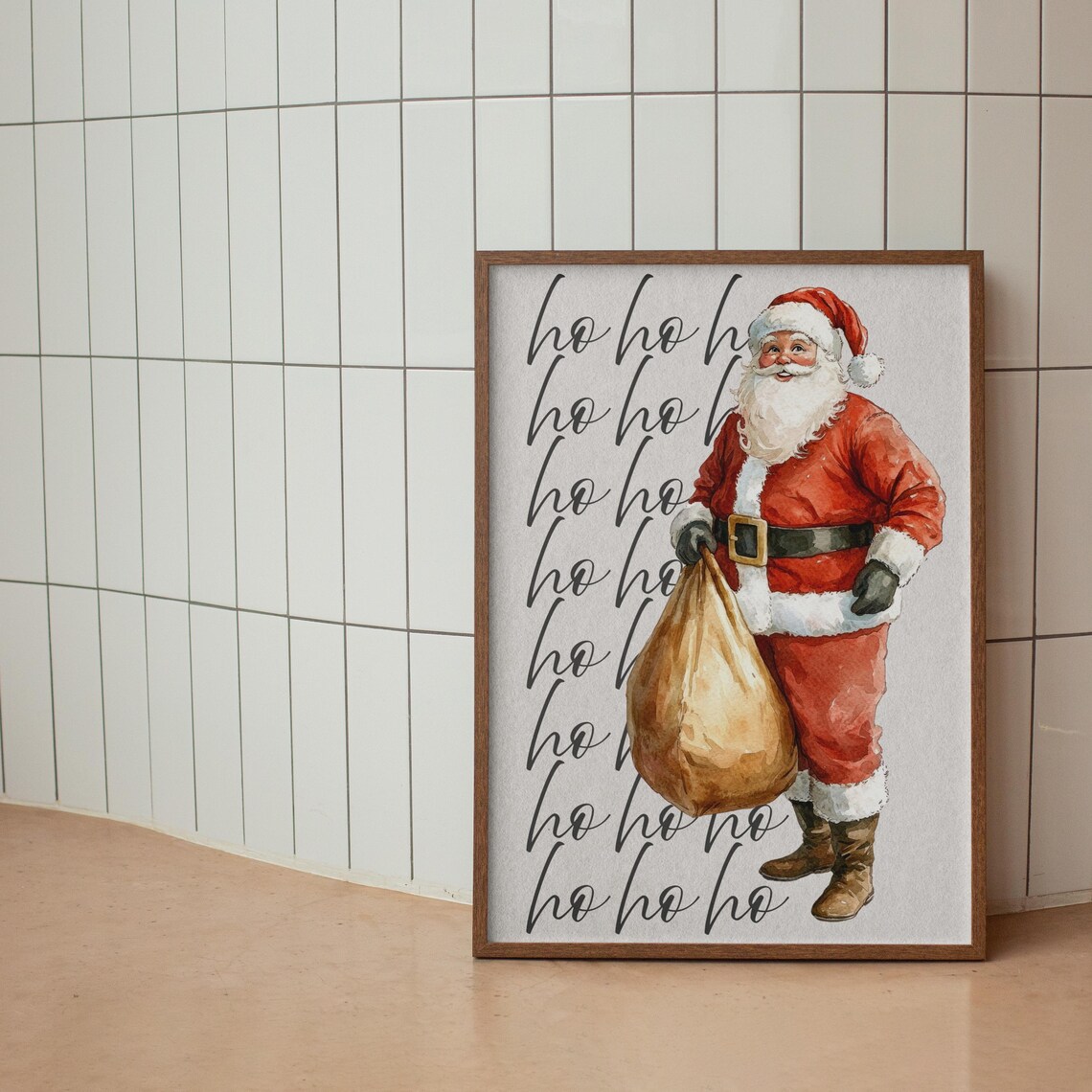 Santas Gifts Watercolor Illustration Poster Santa Wall Art Trendy Holiday Print Merry Christmas Art Xmas Home Decor Winter Print - Image 2