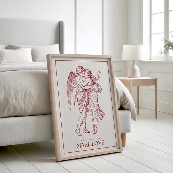 Cupid Make Love Poster Retro Valentines Wall Art