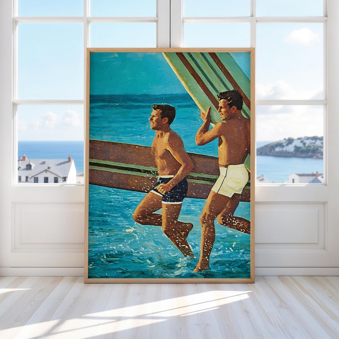 Vintage Surf Art Poster, Retro Summer Beach
