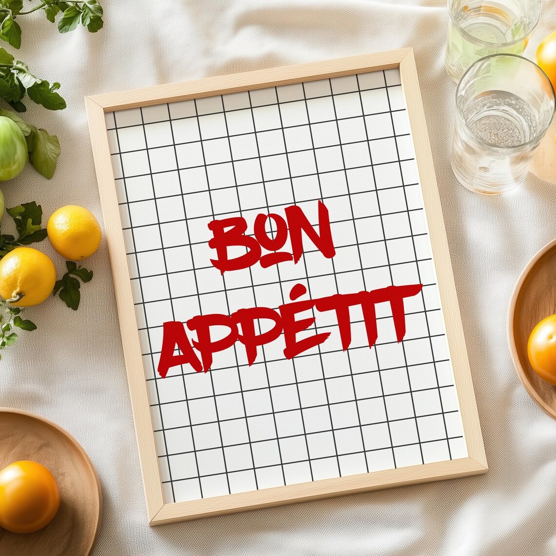 Classic Red Bon Appetit French Quote Modern Typography Wall Art - Image 9