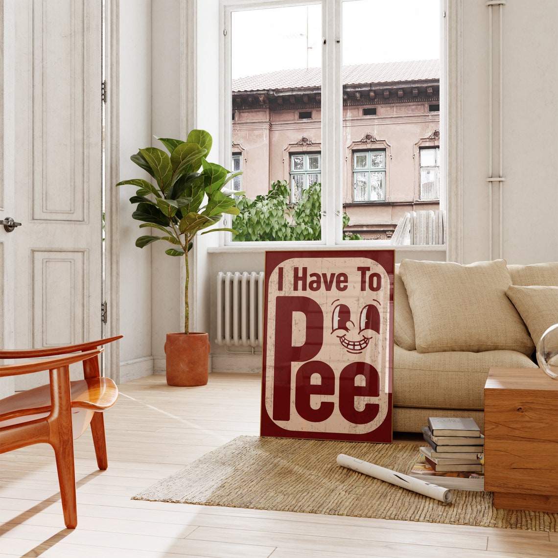 I Have To Pee Funny Retro Bathroom Sign Humor Decor Wall Poster - Image 8