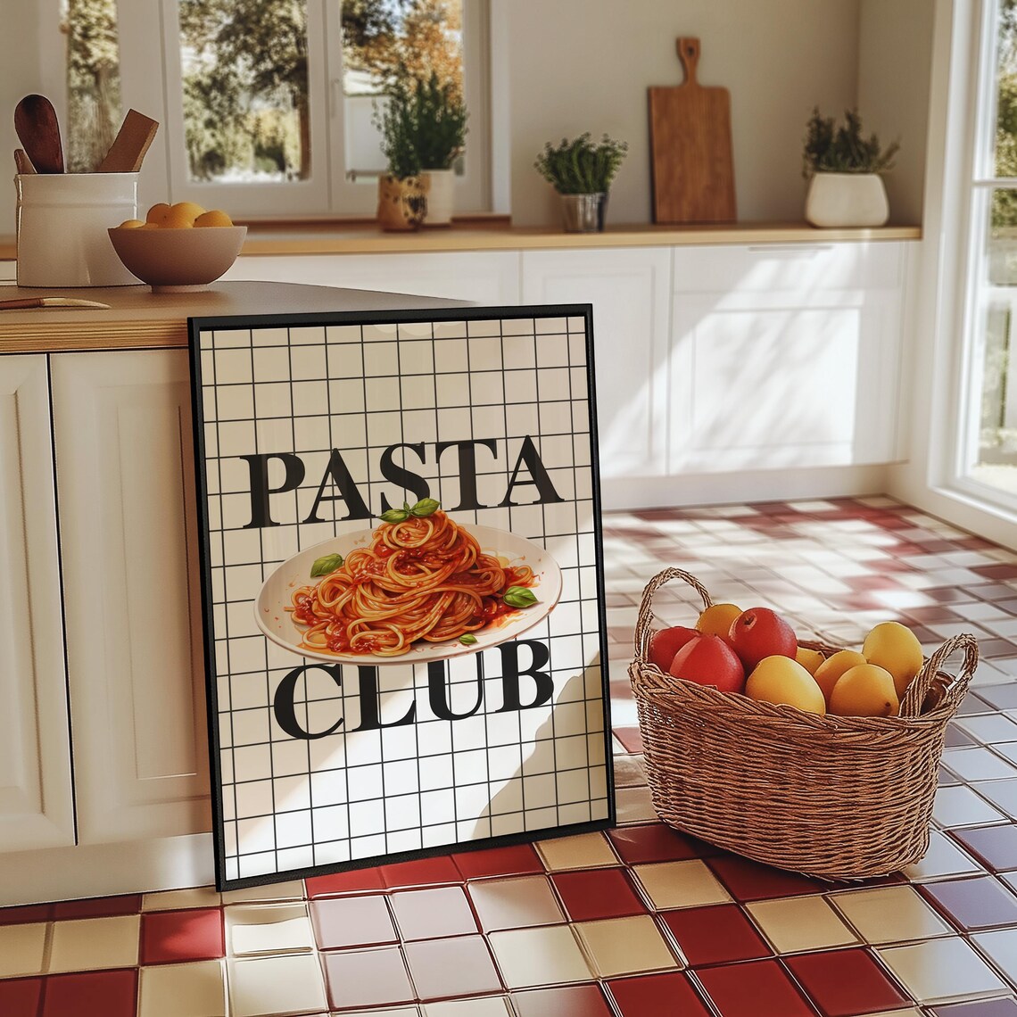 Funny Trendy Pasta Club Spaghetti Plate Italian Kitchen Wall Art - Image 6