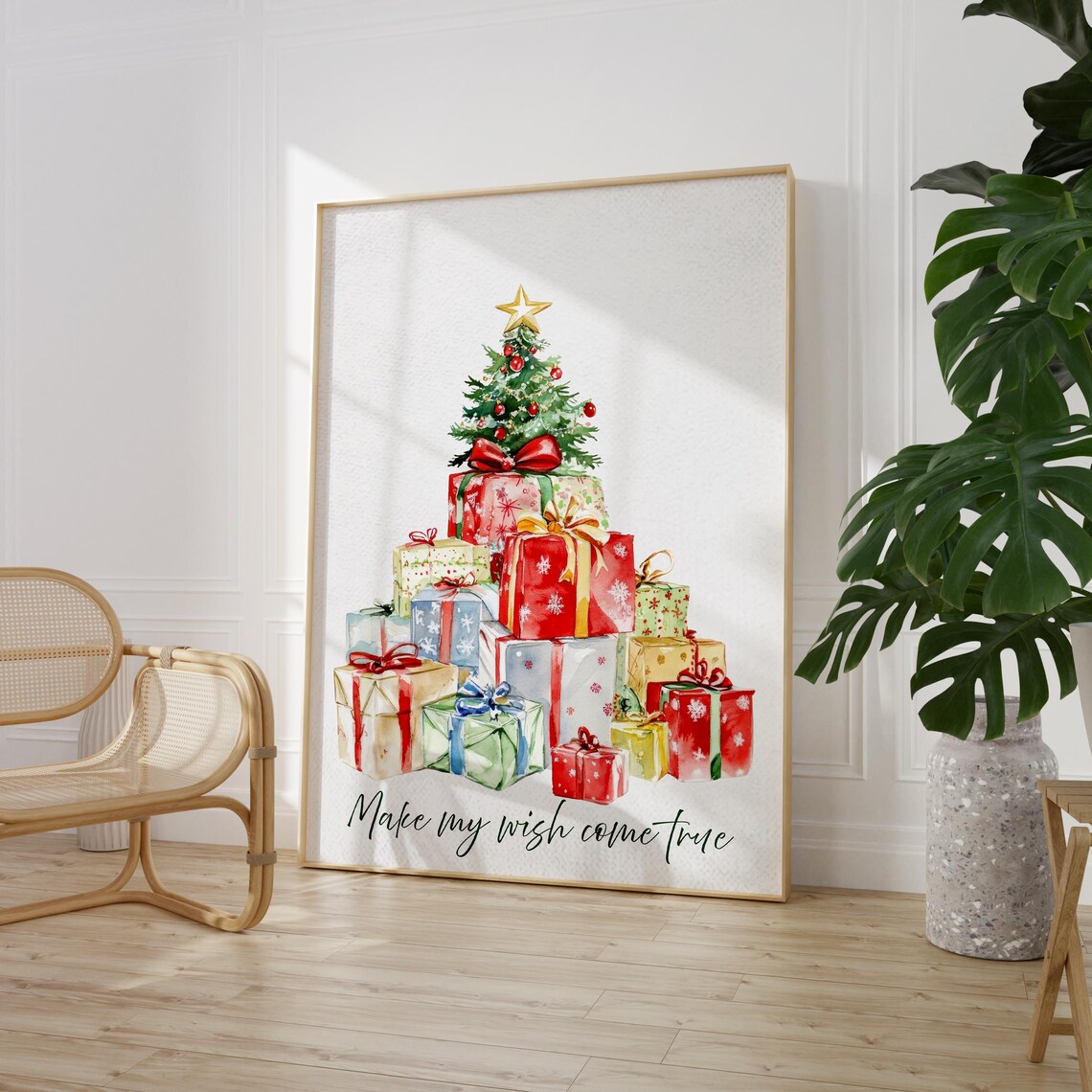 Christmas Tree With Gifts Make My Wish Come True Wall Poster - Image 9