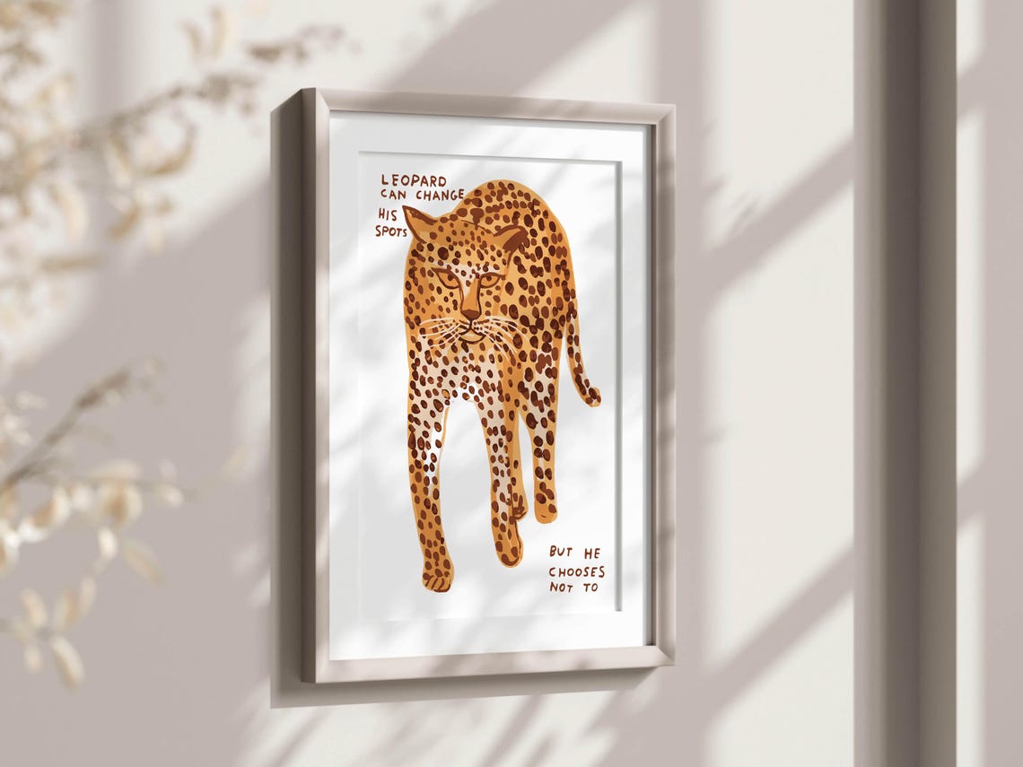 David Shrigley Leopard Can Change His Spots Funny Animal Art Poster - Image 2