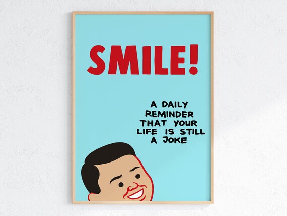 Joan Cornell Smile Absurd Art Print Unique Gift Idea Whimsical Home Decor Funny Wall Art Quirky Illustration Playful Decor Art