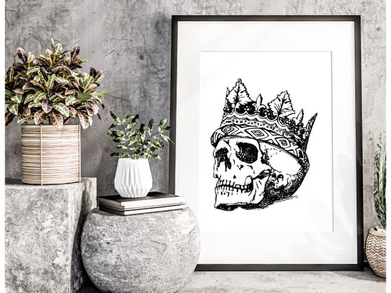 Skull Art Print Skull Artwork Wall Art Skull Poster Home Dcor Skull Illustration Gothic Wall Decor