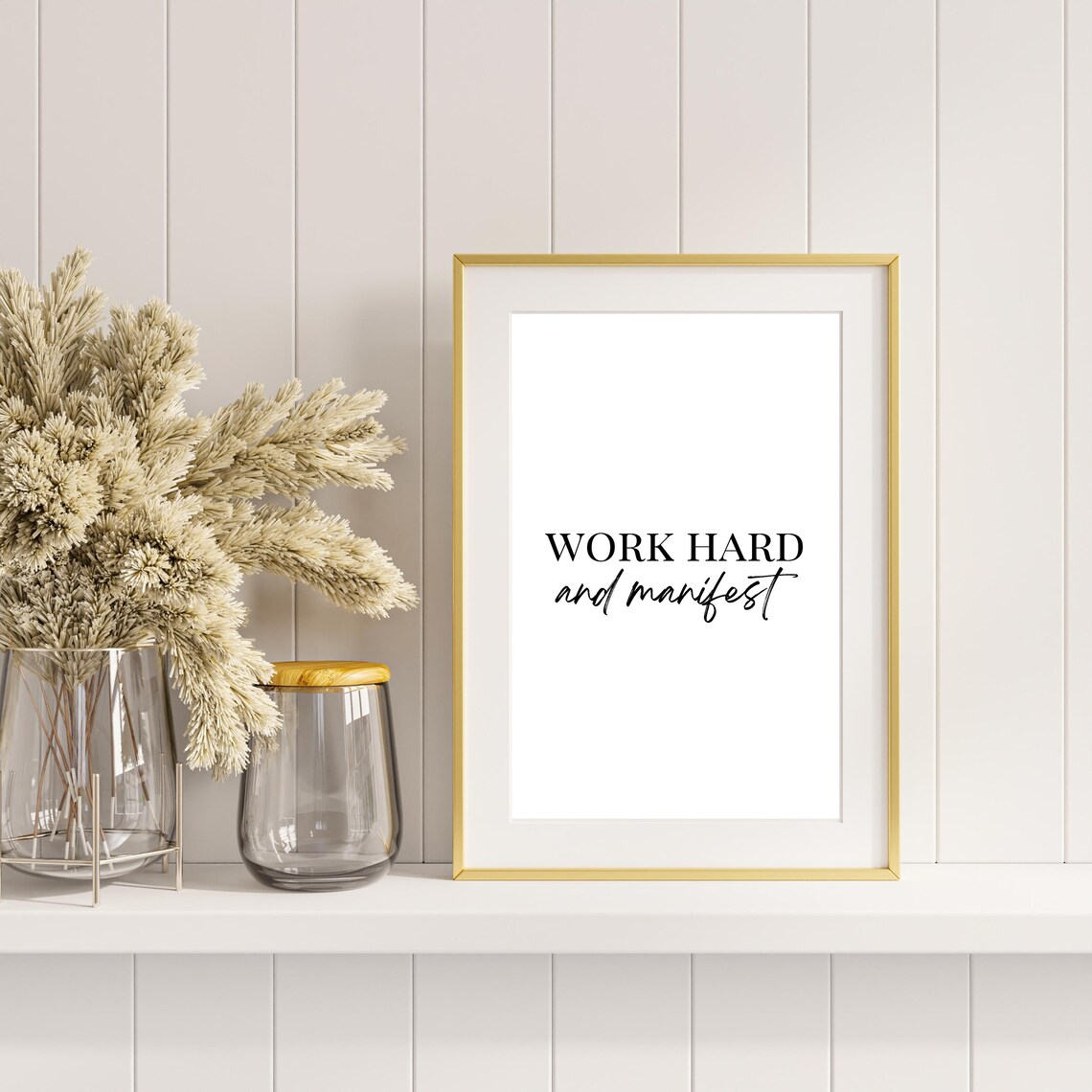 Work Hard and Manifest Mixed Script Manifestation Goals Typography Wall Print - Image 4