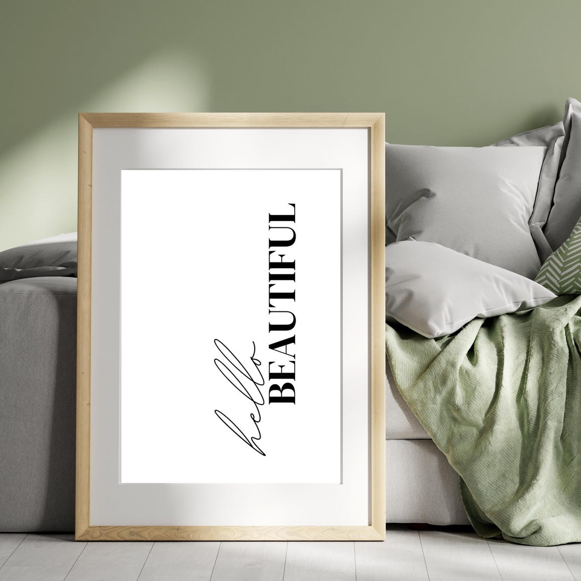 Hello Beautiful Positive Affirmation Script Typography Poster - Image 3