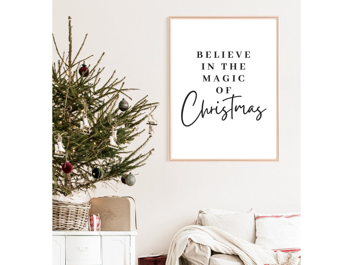 Believe In The Magic Of Christmas Quote Script Typography Poster - Image 2