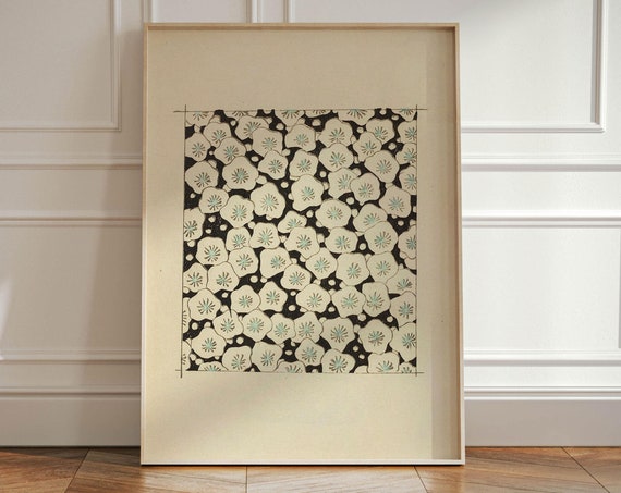 Korin Furuy Japanese Floral Poster, Vintage Ukiyo E