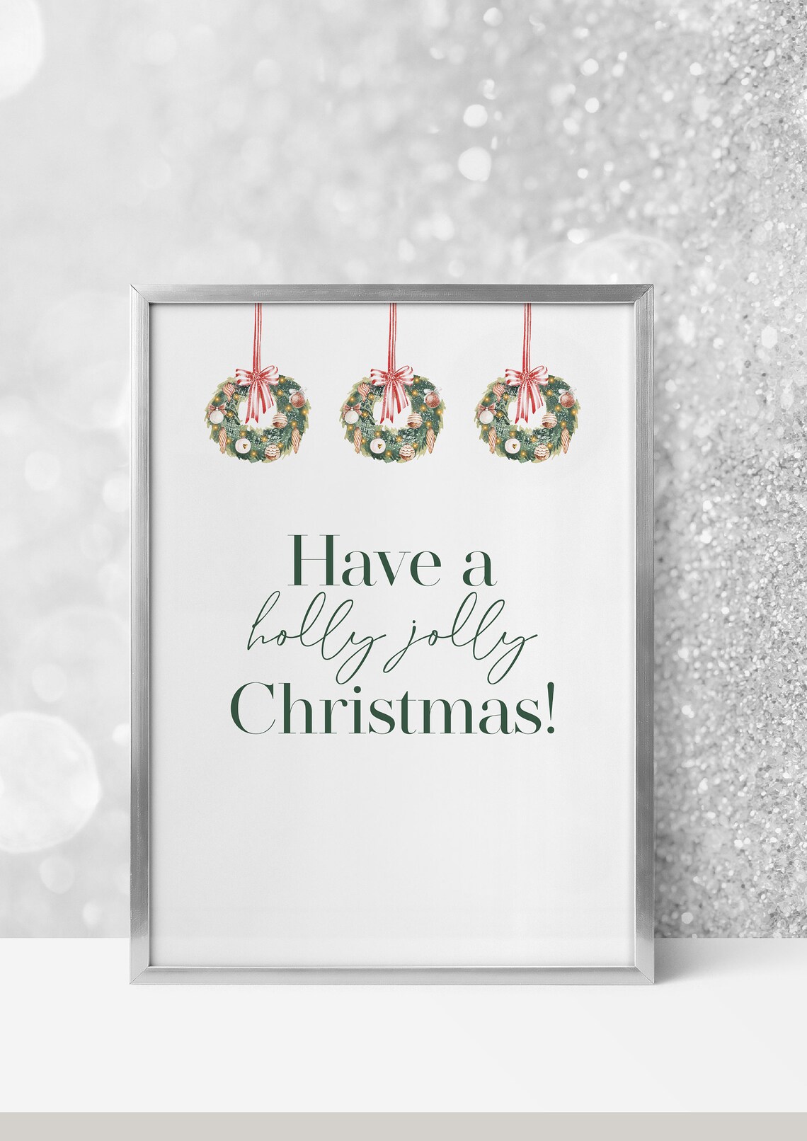 Have A Holly Jolly Christmas Watercolor Hanging Wreath Poster - Image 4