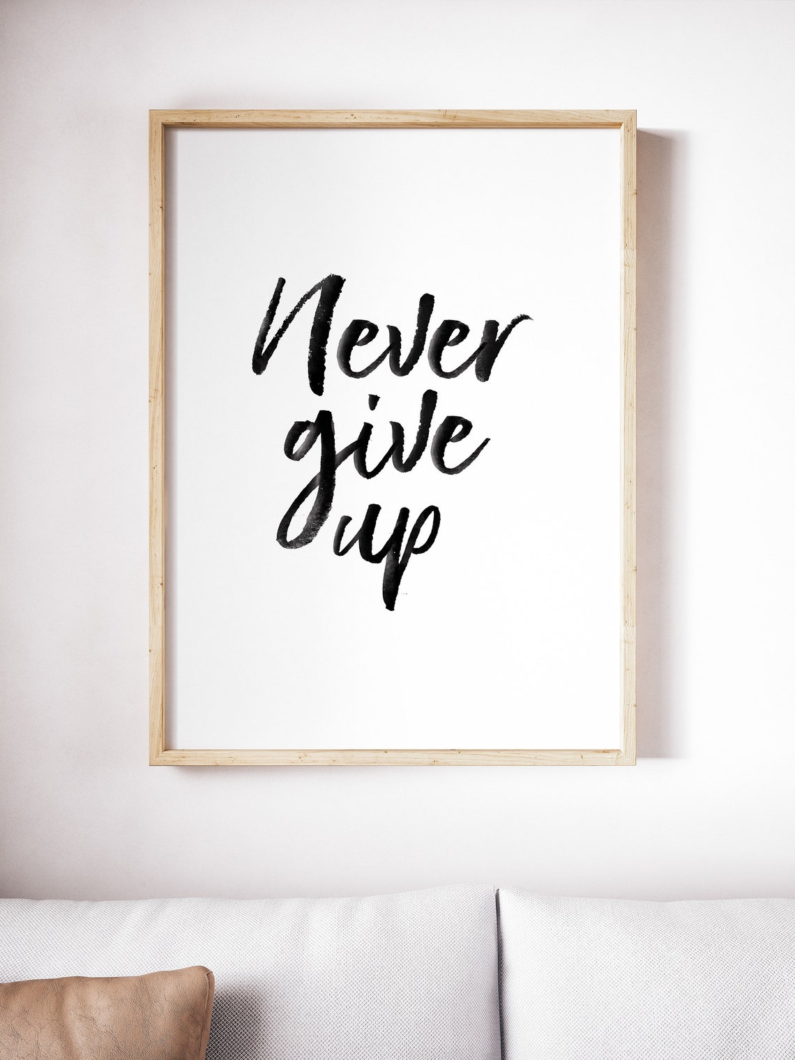 Never Give Up Brush Script Motivational Quote Botanical Art Print - Image 4