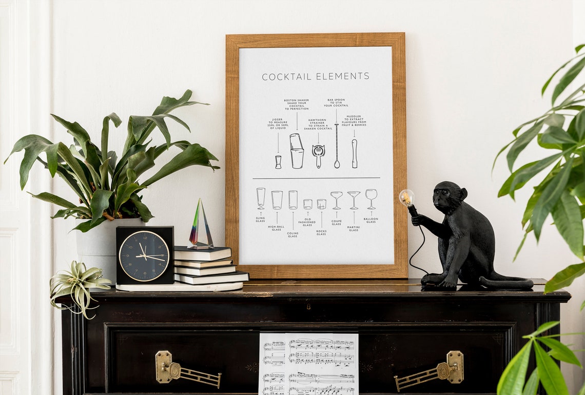Cocktail Elements Bar Tools And Glassware Infographic Art Print - Image 3