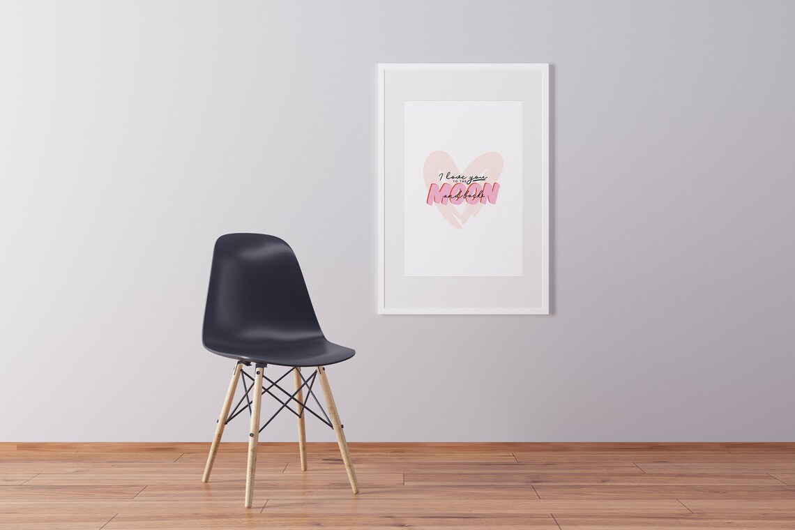 I Love You To The Moon And Back Pink Heart Sweet Quote Wall Art - Image 3