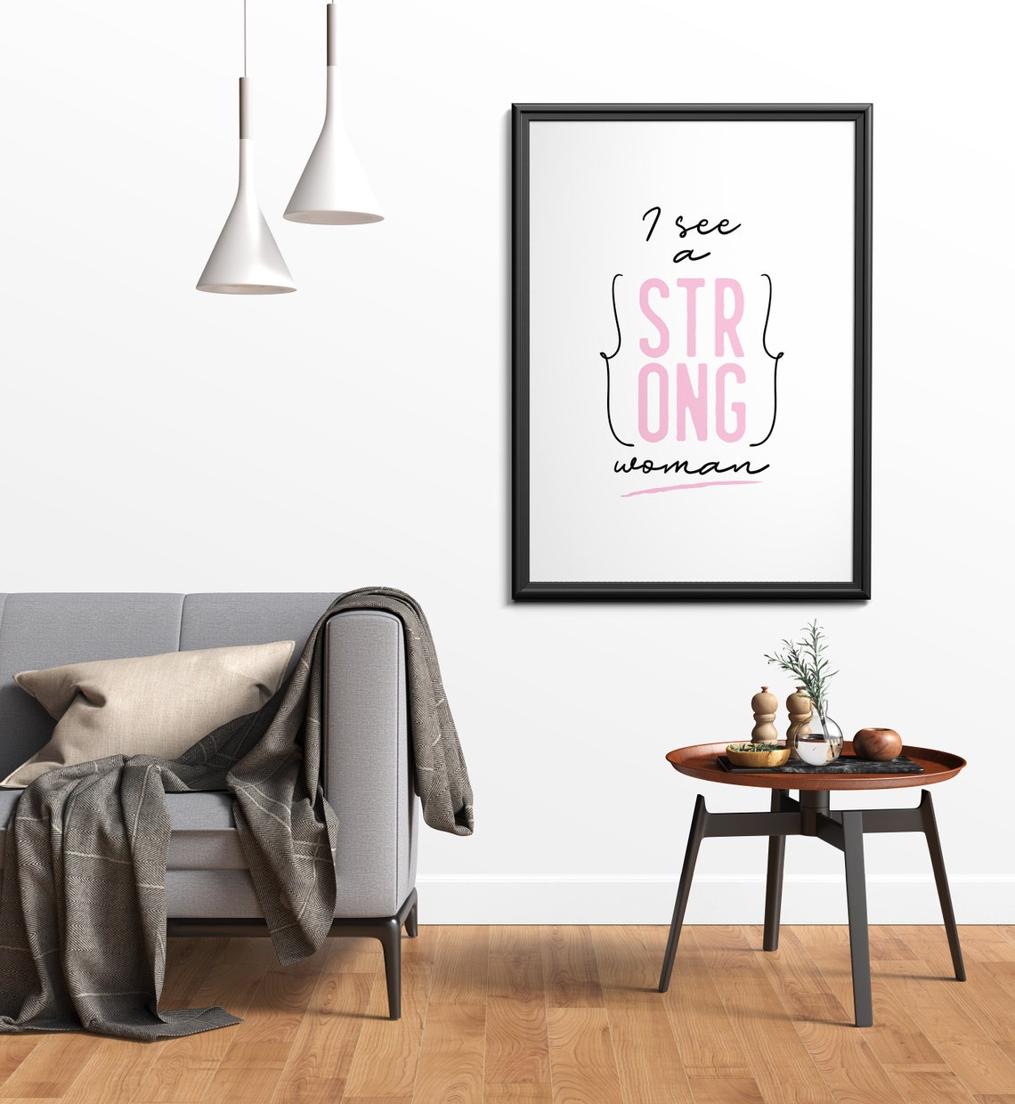 I See A Strong Woman Pink Typography Affirmation Quote Poster - Image 3
