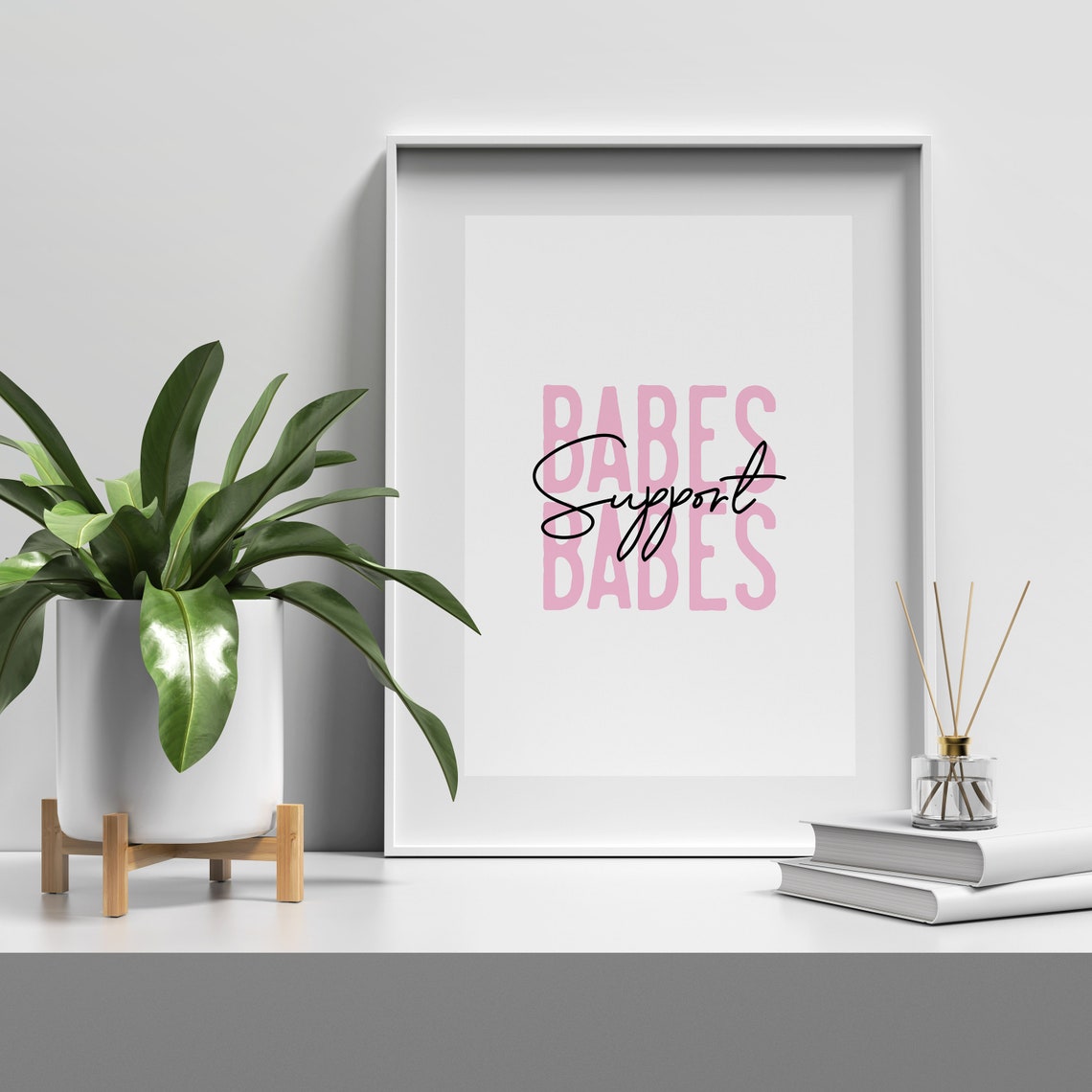 Babes Support Babes Quote Poster Pink Feminist Wall Decor Gift - Image 5