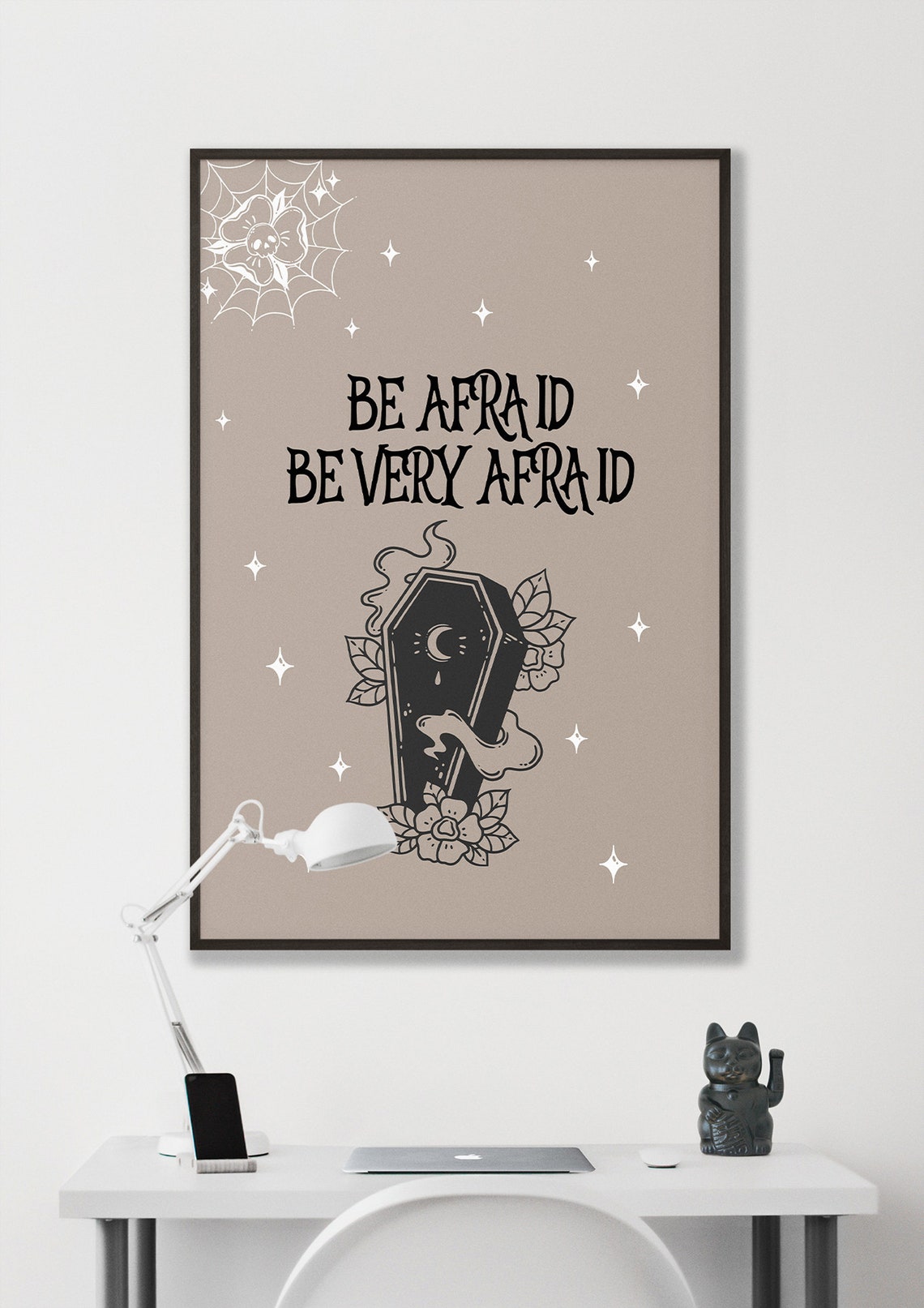Be Afraid Be Very Afraid Coffin Horror Movie Quote Halloween Poster - Image 2