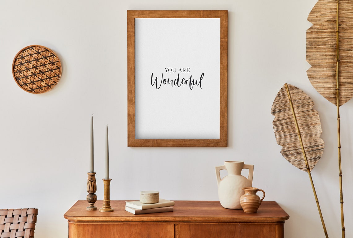 Teen Girl Room Decor You Are Wonderful Girly Wall Art Above Bed Art Feminist Wall Art Self Care Quotes Inspirational Quotes - Image 4