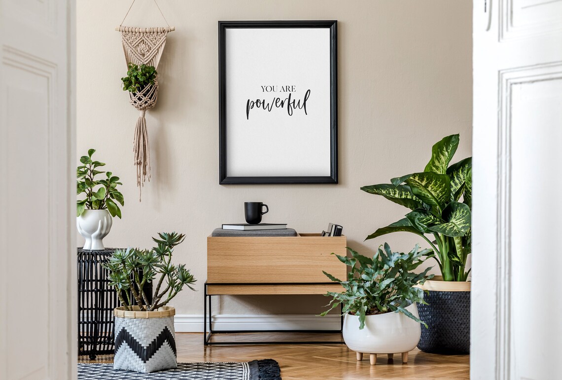 Feminist Wall Art You Are Powerful Teen Girl Room Decor Inspirational Quotes Girly Wall Art Bedroom Decor Self Care Quotes - Image 5