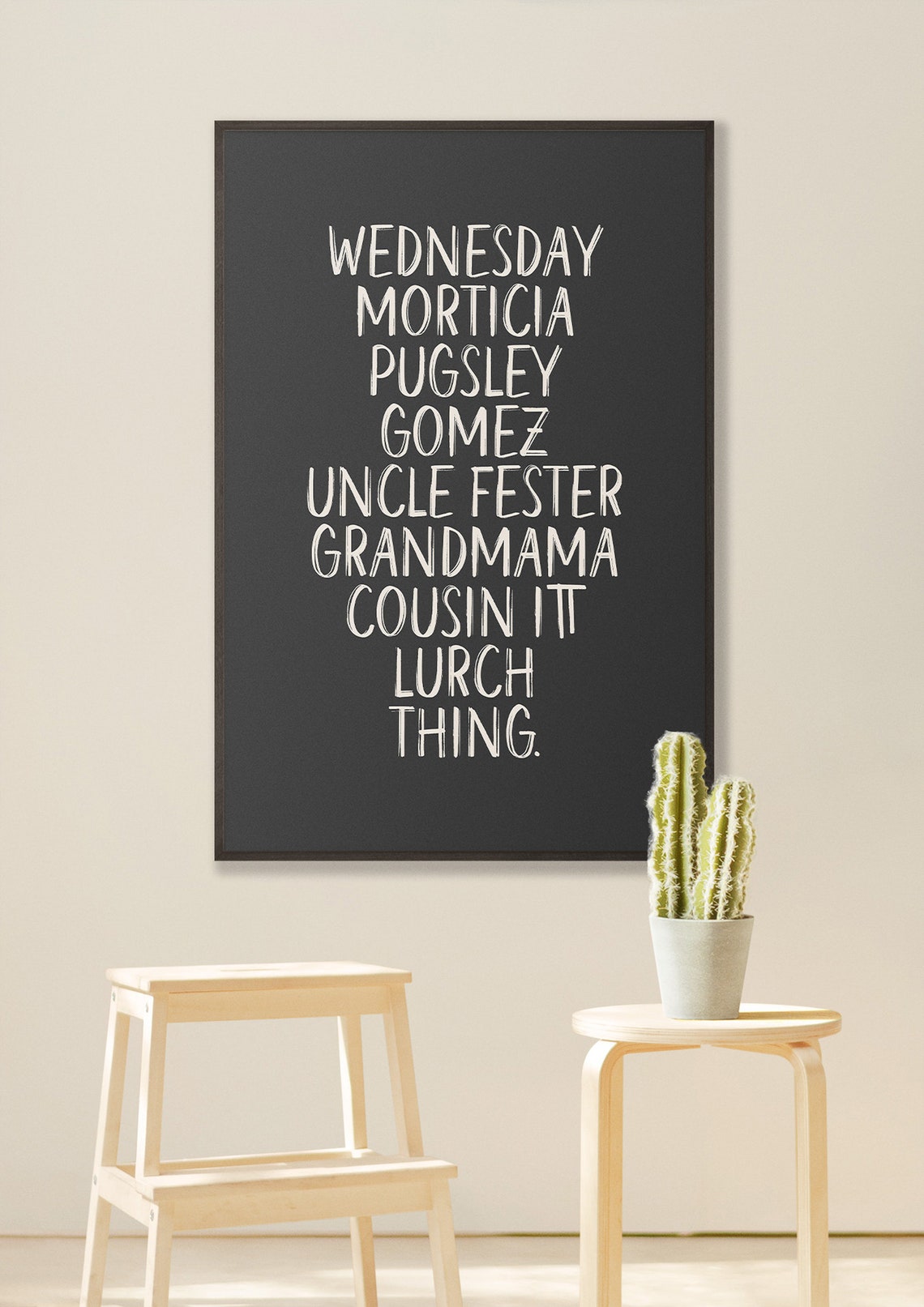 Addams Family Character Names Halloween Spooky Typography Poster - Image 2