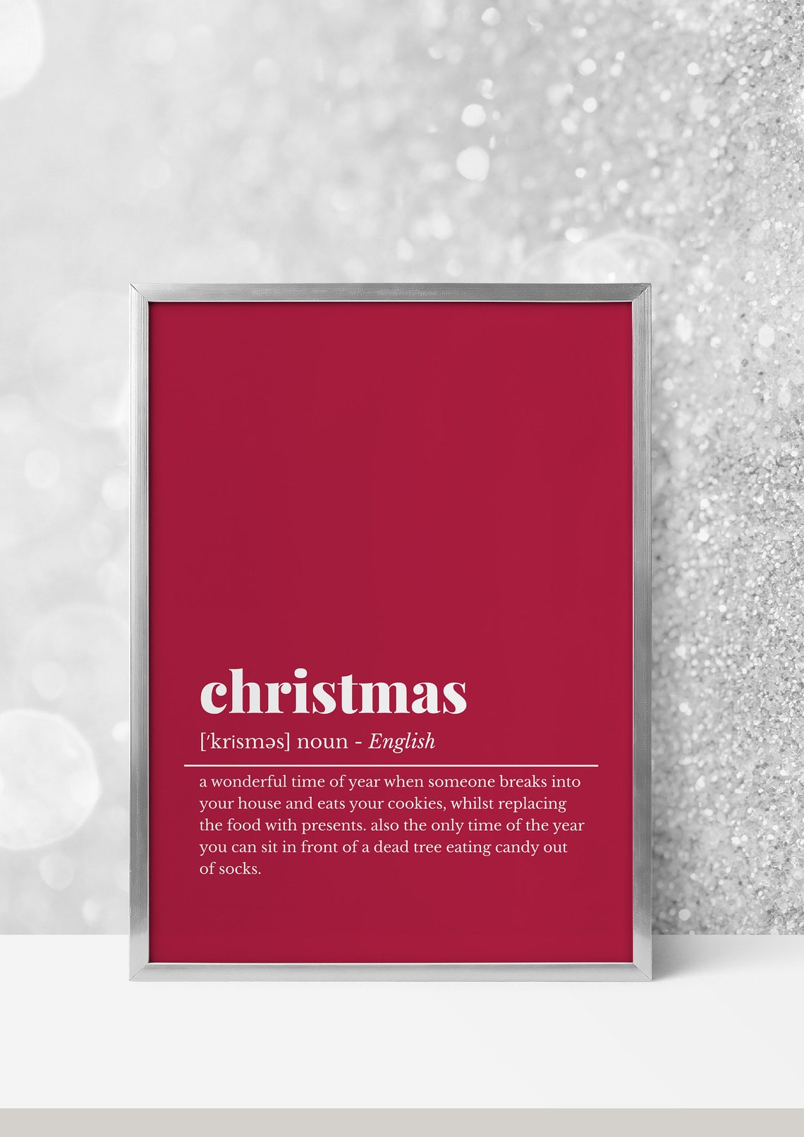 Christmas Funny Definition Rich Red Background Holiday Poster - Image 2