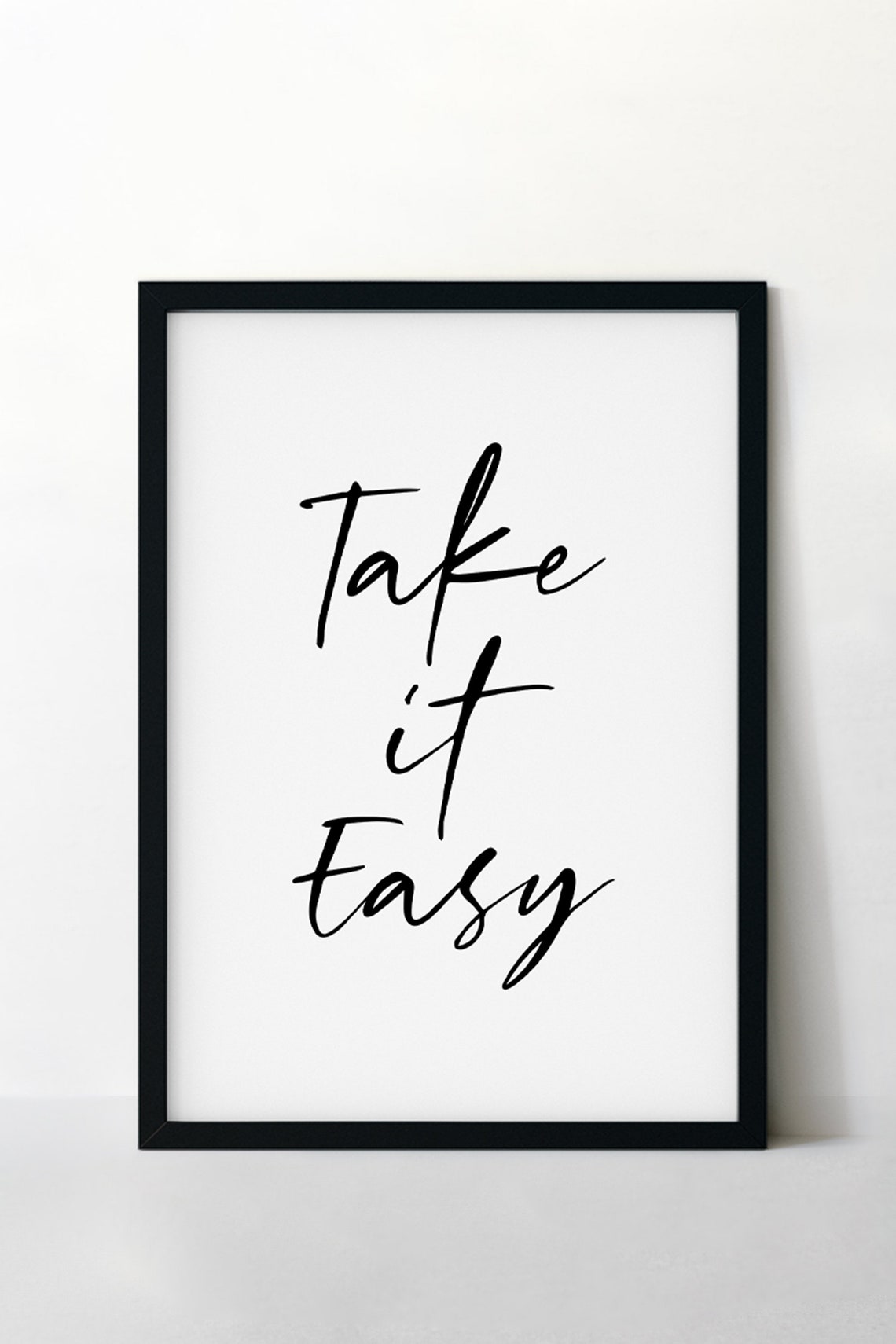 Take It Easy Elegant Script Calming Minimalist Quote Wall Art - Image 4