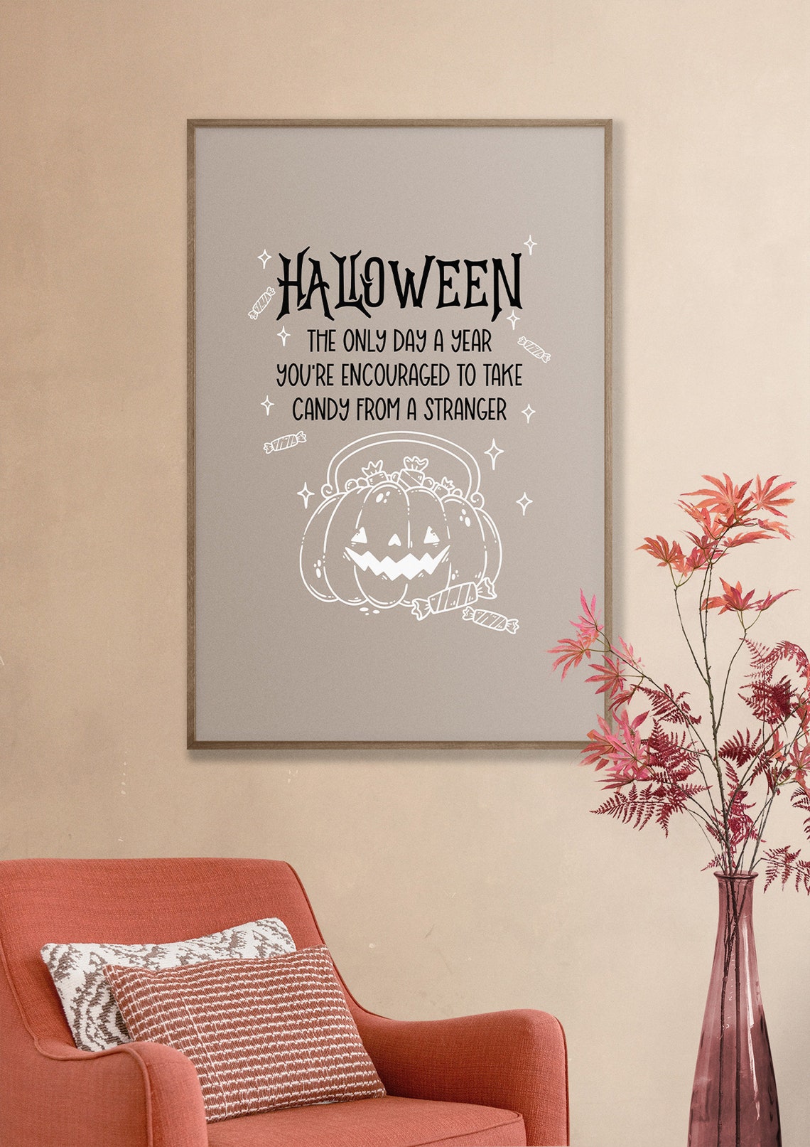 Funny Halloween Quote Candy From Stranger Pumpkin Decor Poster - Image 2