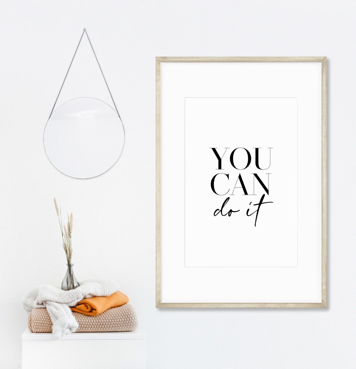 You Can Do It Quote Print Serif Script Motivational Feminist Wall Decor - Image 4