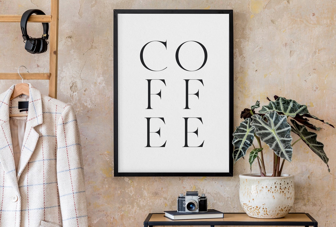 Minimalist Coffee Typography Modern Black White Kitchen Poster - Image 3