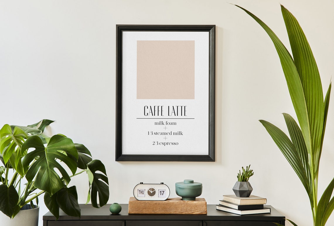 Modern Caffe Latte Coffee Recipe Steamed Milk Espresso Poster - Image 4