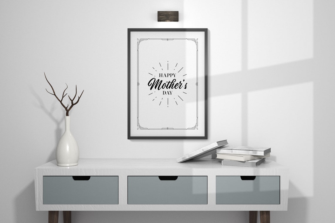 Happy Mother's Day Art Deco Sunburst Typography Gift Wall Print - Image 4