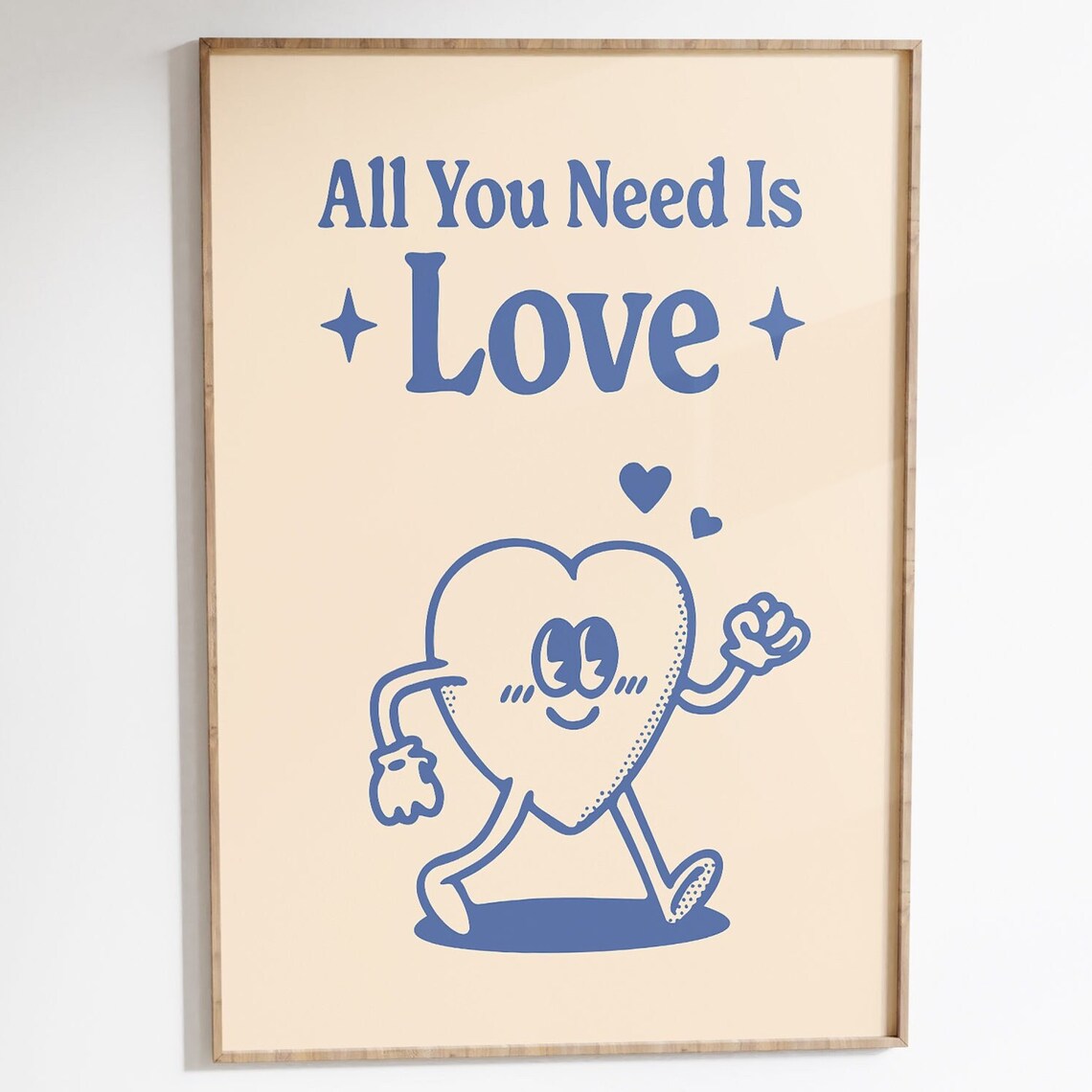 All You Need Is Love Retro Heart Character Valentine Quote Poster