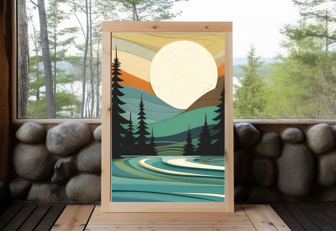 Temperance River Vintage Travel Poster, Rustic Cabin Decor - Image 3