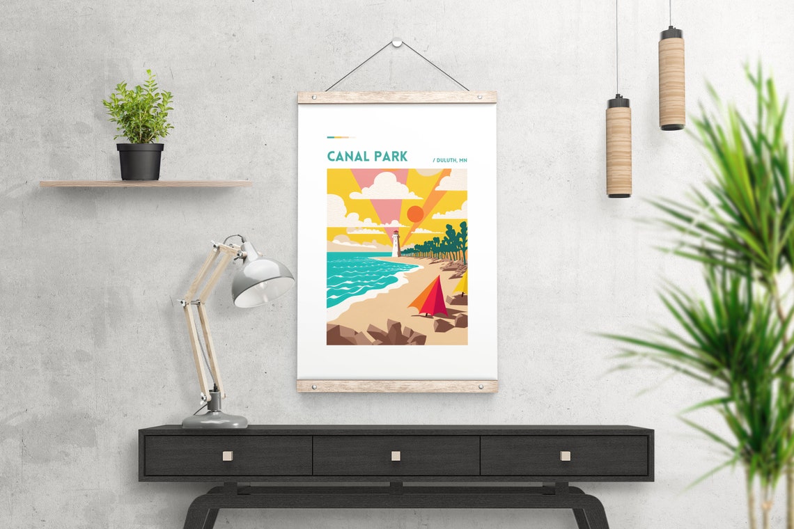 Canal Park Duluth Minnesota Vintage Beach Lighthouse Travel Poster - Image 4