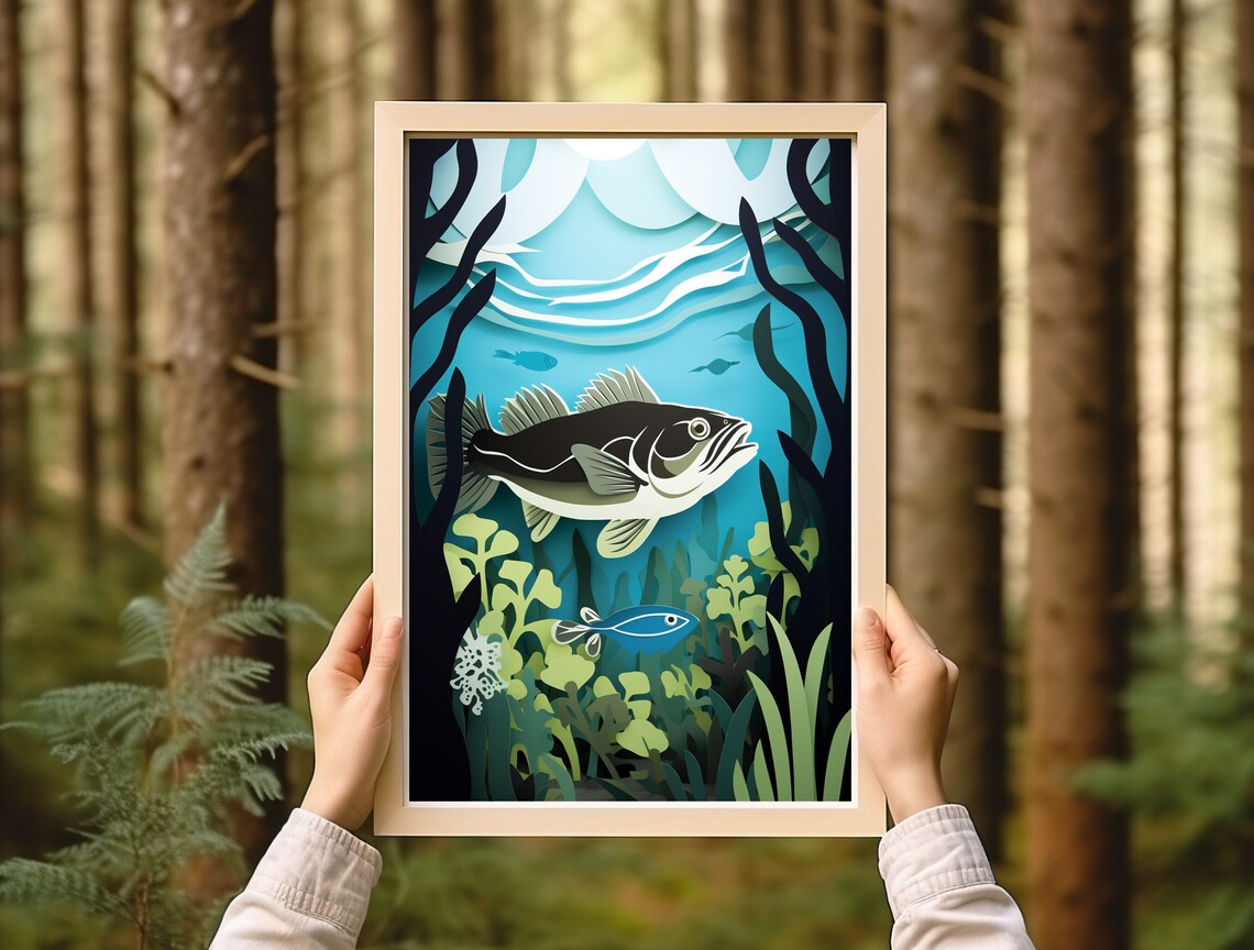 Vintage Walleye Paper Style Print, Northern Minnesota