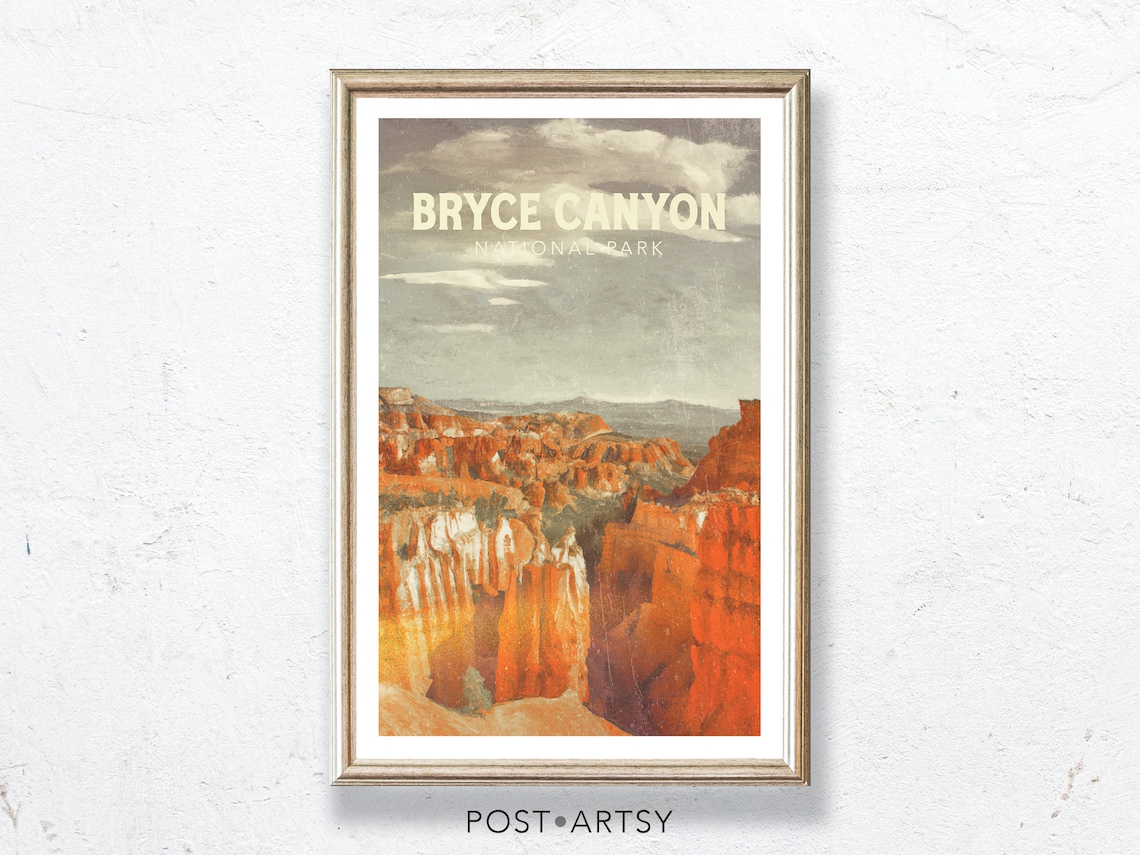 Vintage Bryce Canyon Travel Poster, National Park Decor