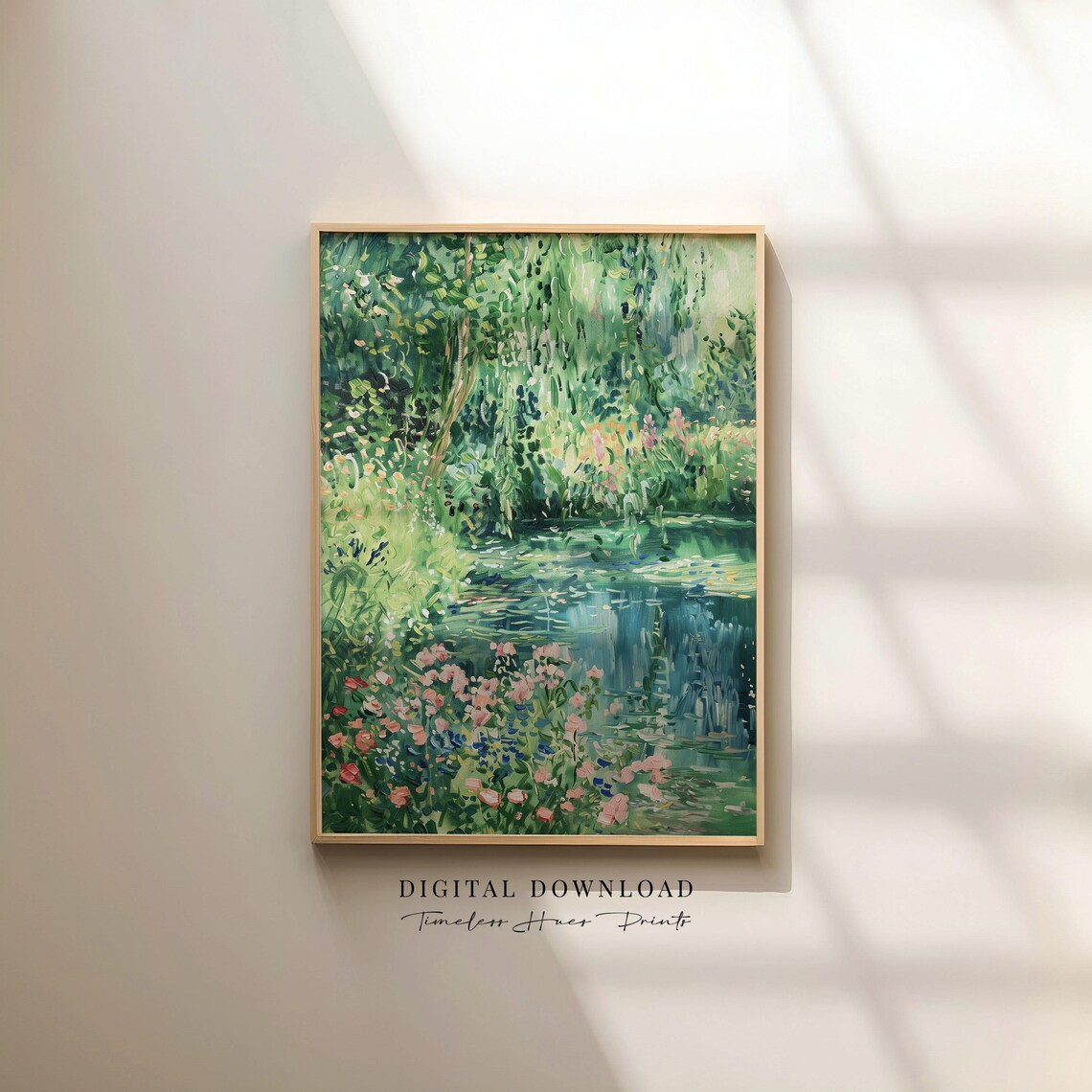 Monet-Inspired Giverny Willow Pond Landscape Art Print