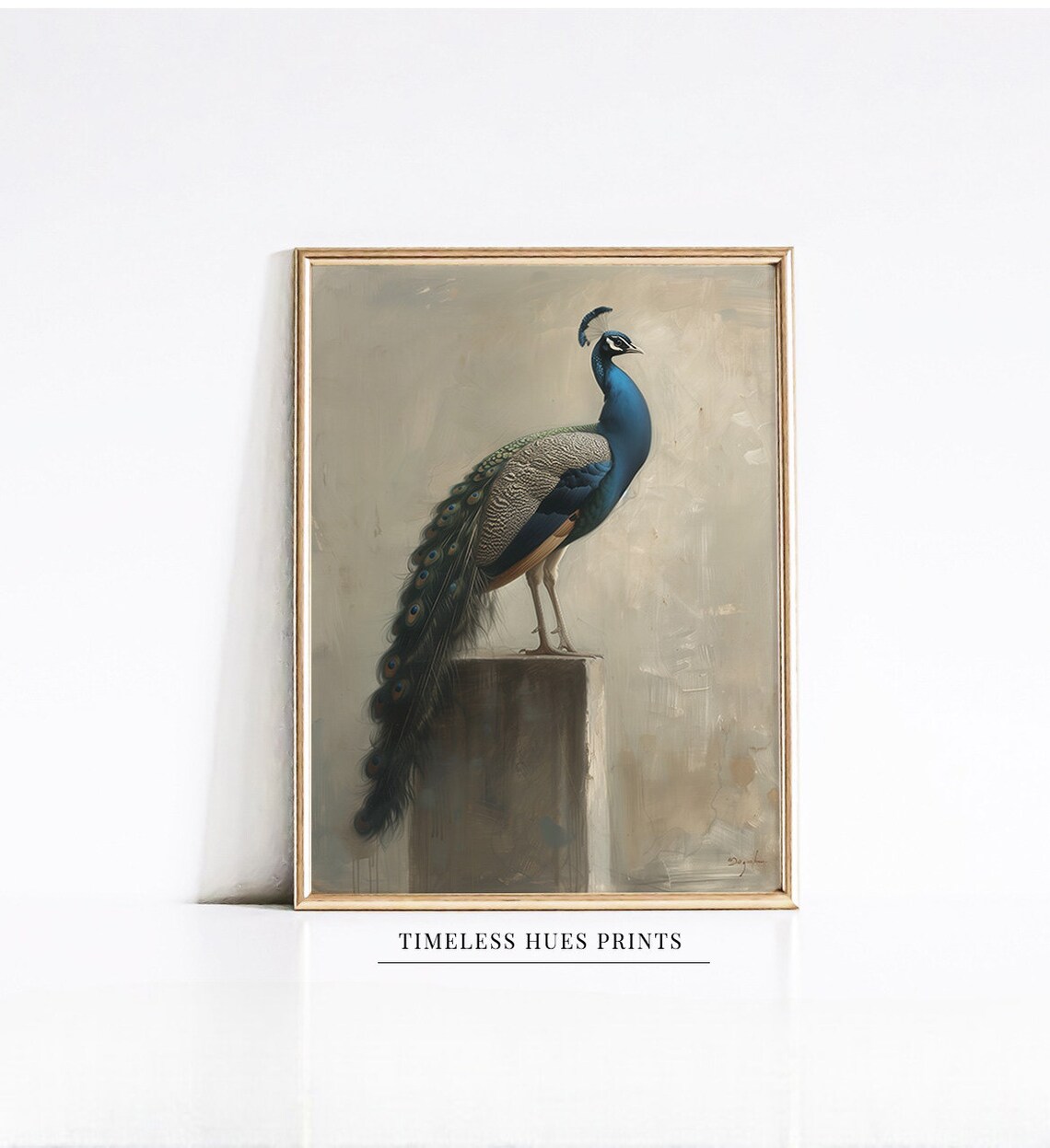 Peacock Antique Bird Sketch Farmhouse Art Print