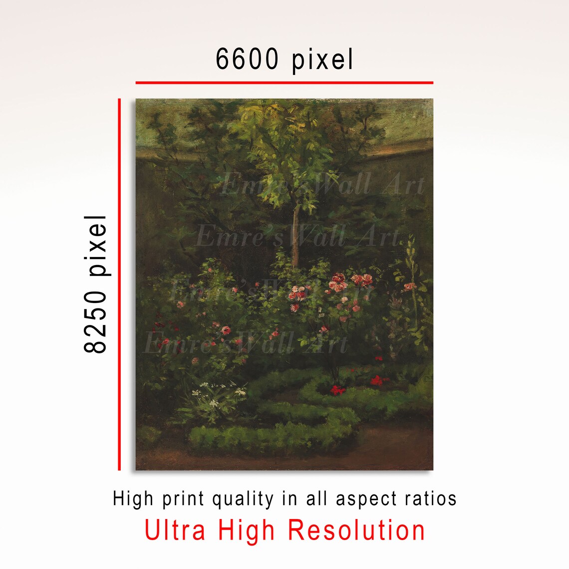 Dark Moody Rose Garden Winding Path Vintage Floral Art Poster - Image 3