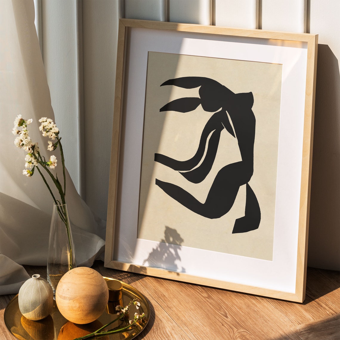 Black Abstract Figure Minimalist Modernist Sketch Style Poster - Image 4