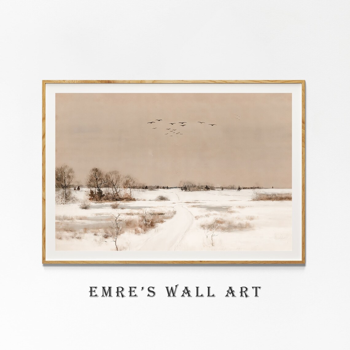 Vintage Winter Landscape Art Print, Rustic Farmhouse - Image 4