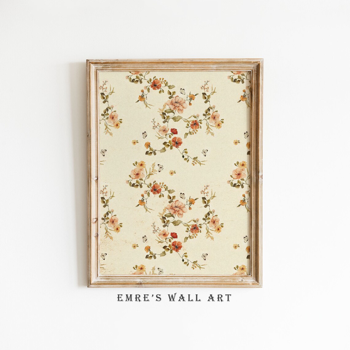 Vintage Botanical Antique Textile Floral Pattern Art Print