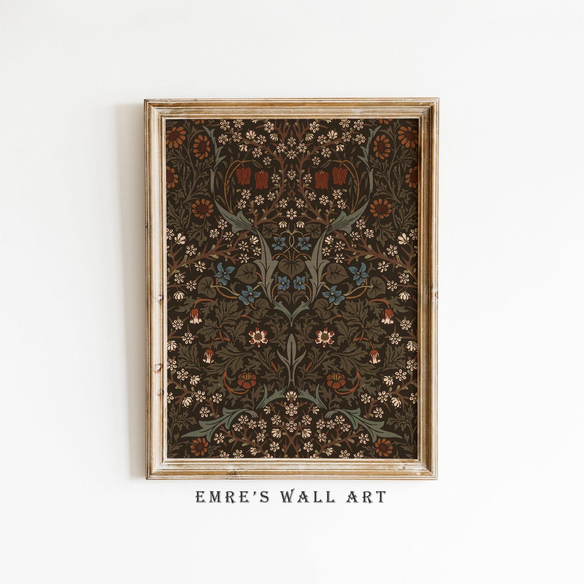 Dark Vintage Floral Botanical Pattern Arts and Crafts Poster