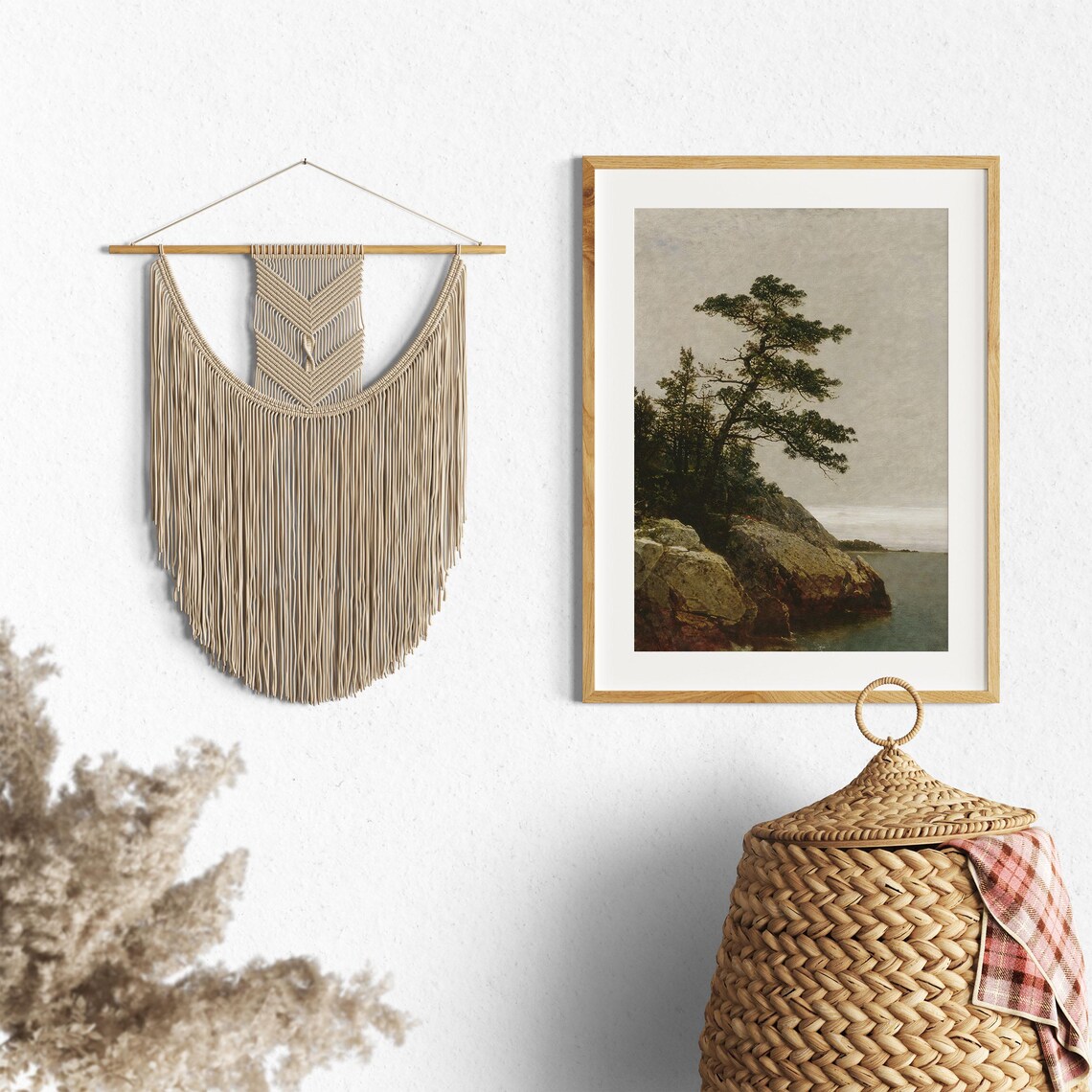 Rural Landscape Vintage Lake Painting Art Print - Image 4