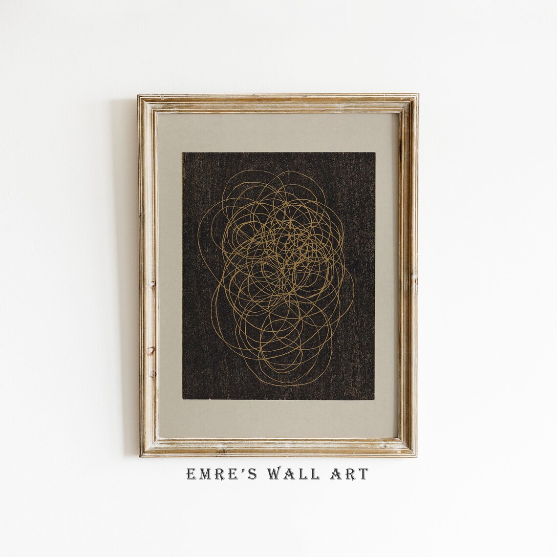 Geometric Abstract Painting, Vintage Sketch Art Print