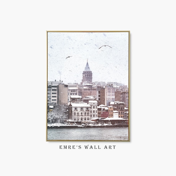 Snowy Istanbul Winter Cityscape Art Print
