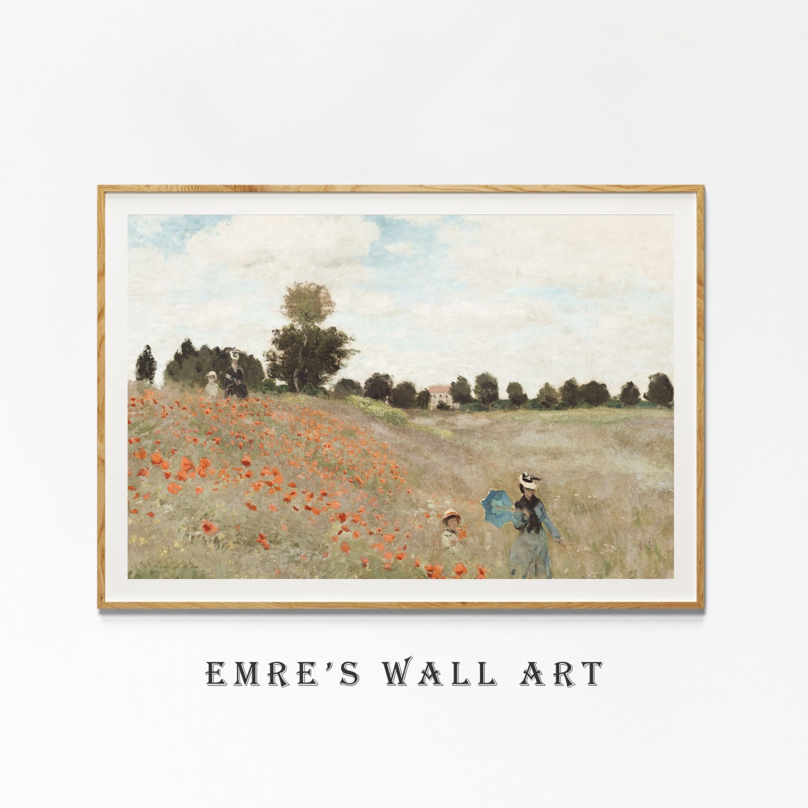 Red Poppy Field with Women Impressionist Summer Meadow Art Poster - Image 4